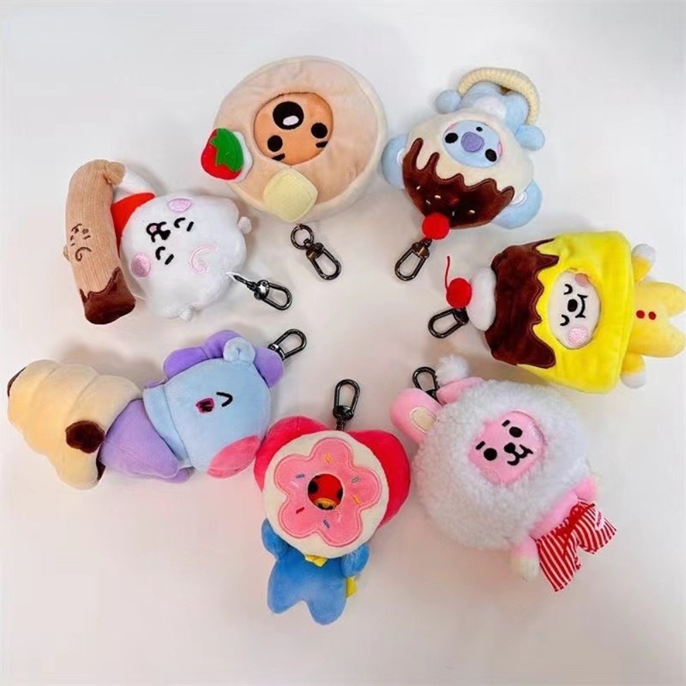 Set 7 Móc Khóa Hình Bánh Kem bt21 Nhồi Bông Dễ Thương