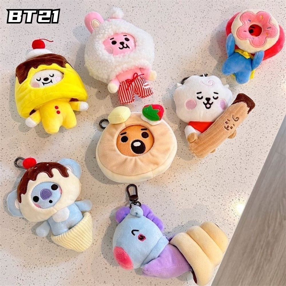 Set 7 Móc Khóa Hình Bánh Kem bt21 Nhồi Bông Dễ Thương