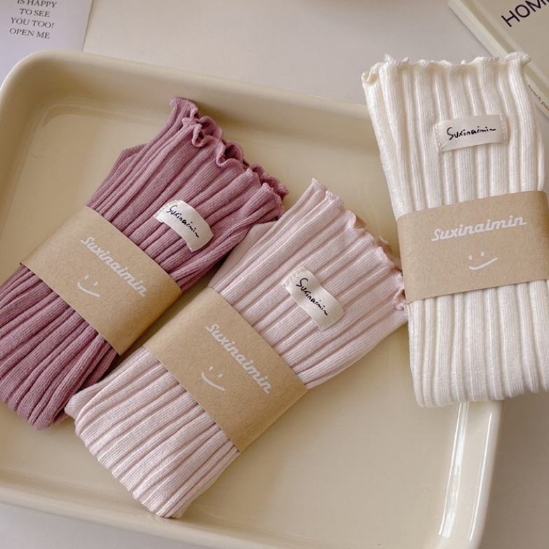 Mới Vớ cotton Hai Lớp Kẻ Sọc Dọc Ngọt Ngào Thời Trang Cho Nữ