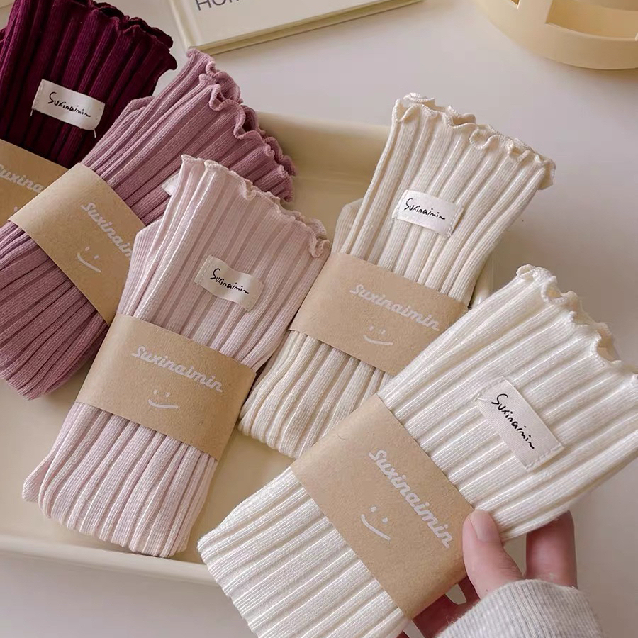 Mới Vớ cotton Hai Lớp Kẻ Sọc Dọc Ngọt Ngào Thời Trang Cho Nữ