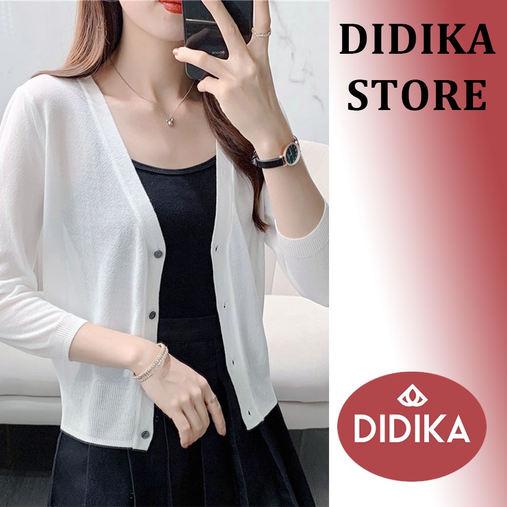 DIDIKA Áo Khoác Cardigan Dệt Kim Tay Ngắn Chống Nắng Siêu Mỏng Thời Trang Mùa Hè Cho Nữ