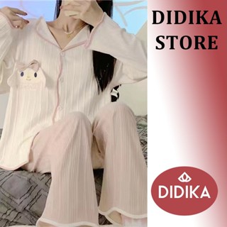 DIDIKA Bộ đồ ngủ nữ dài tay bằng vải Cotton dễ thương DIDIIKA