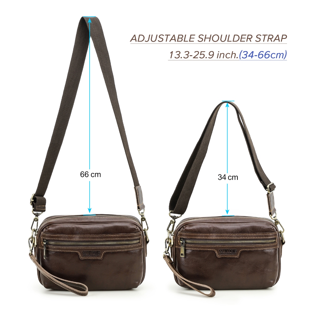 CONTACT'S Túi Đeo Chéo Vai Bằng Da Thật Chất Lượng Cao Phong Cách retro Cho Nam