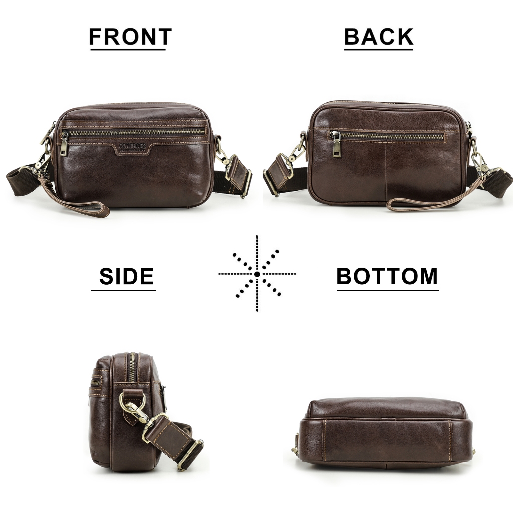 CONTACT'S Túi Đeo Chéo Vai Bằng Da Thật Chất Lượng Cao Phong Cách retro Cho Nam