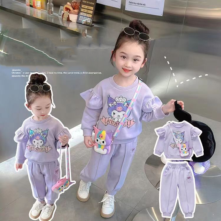 Bộ Quần Áo Màu Tím Họa Tiết Hoạt Hình kuromi Thời Trang 2023 Cho Bé Gái