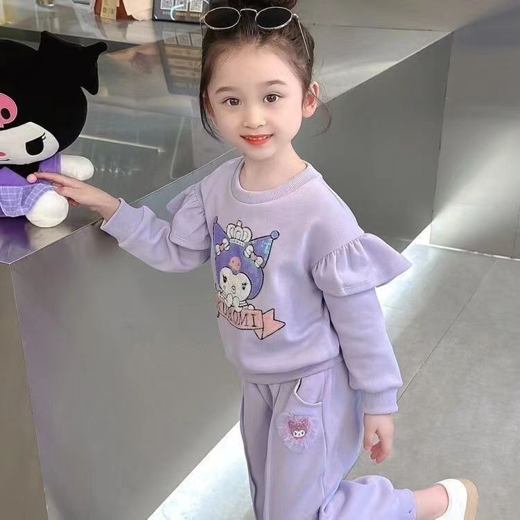 Bộ Quần Áo Màu Tím Họa Tiết Hoạt Hình kuromi Thời Trang 2023 Cho Bé Gái