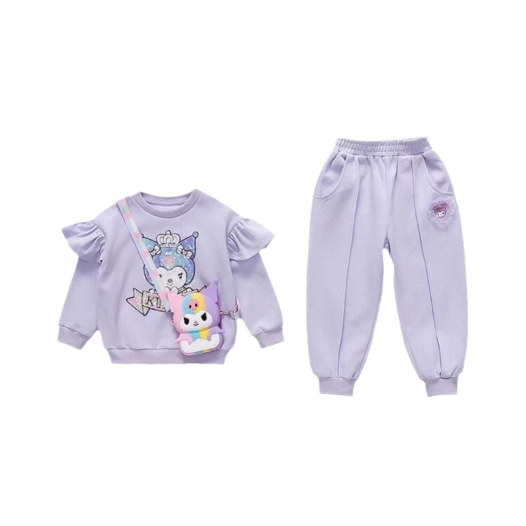 Bộ Quần Áo Màu Tím Họa Tiết Hoạt Hình kuromi Thời Trang 2023 Cho Bé Gái