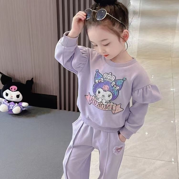 Bộ Quần Áo Màu Tím Họa Tiết Hoạt Hình kuromi Thời Trang 2023 Cho Bé Gái