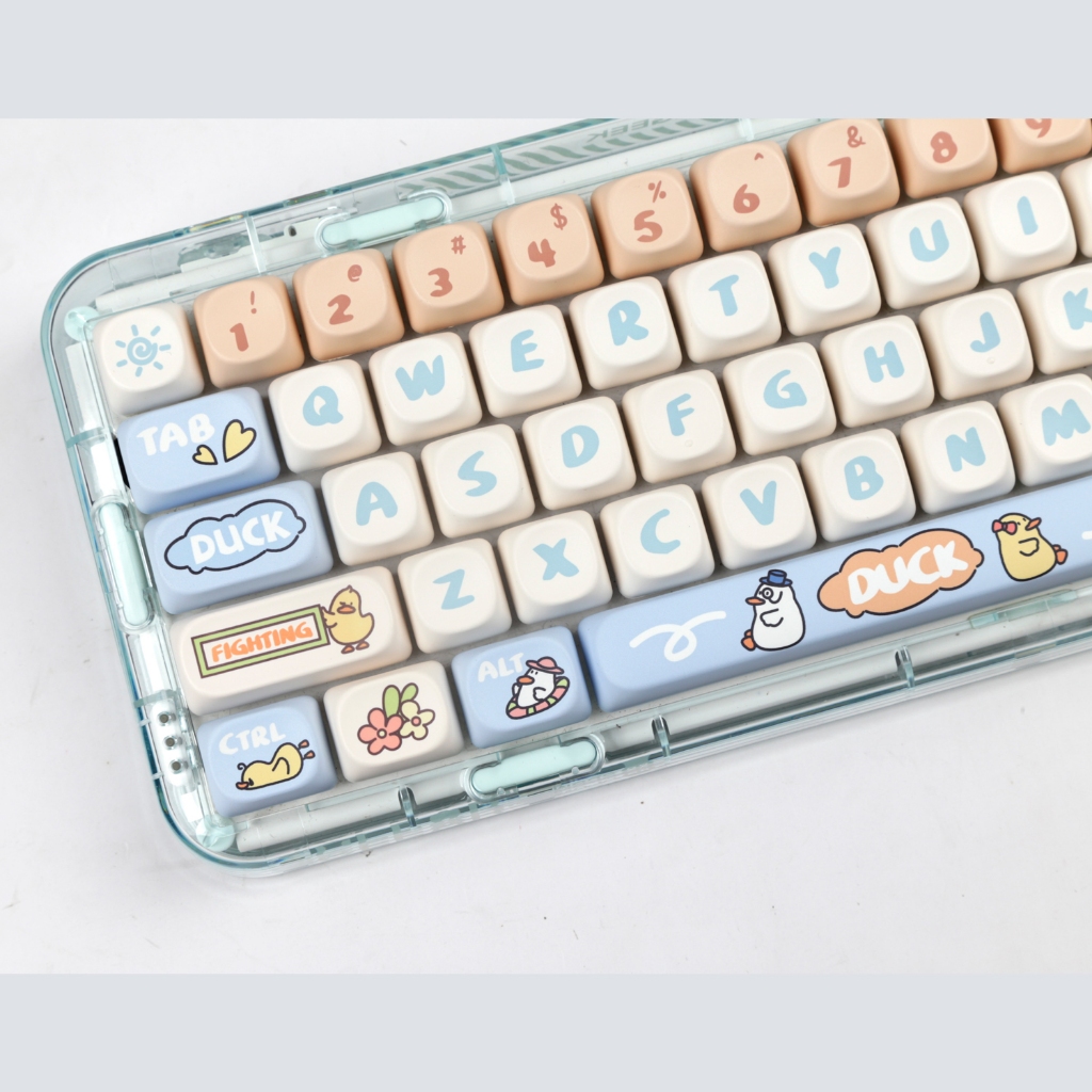 Keycap 138 phím MOA PBT màu nhuộm họa tiết vịt lười dễ thương