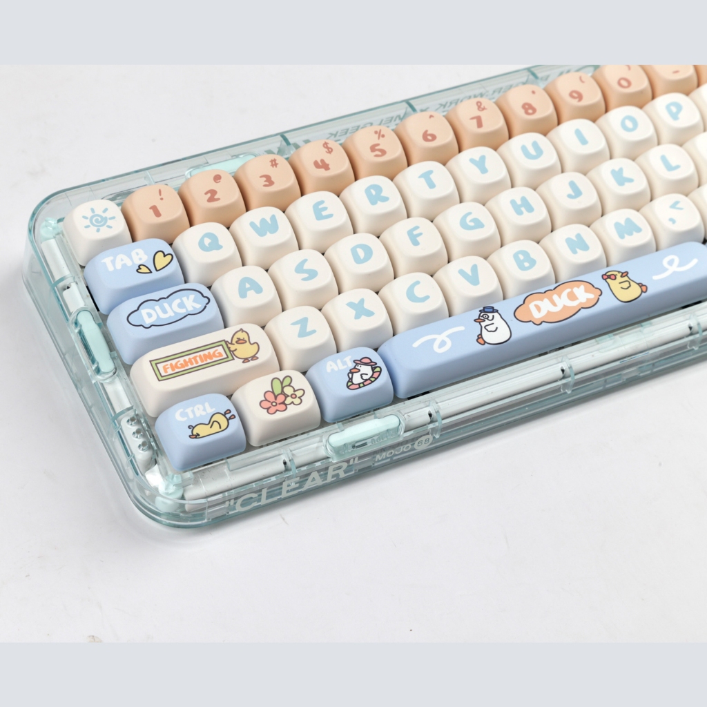 Keycap 138 phím MOA PBT màu nhuộm họa tiết vịt lười dễ thương