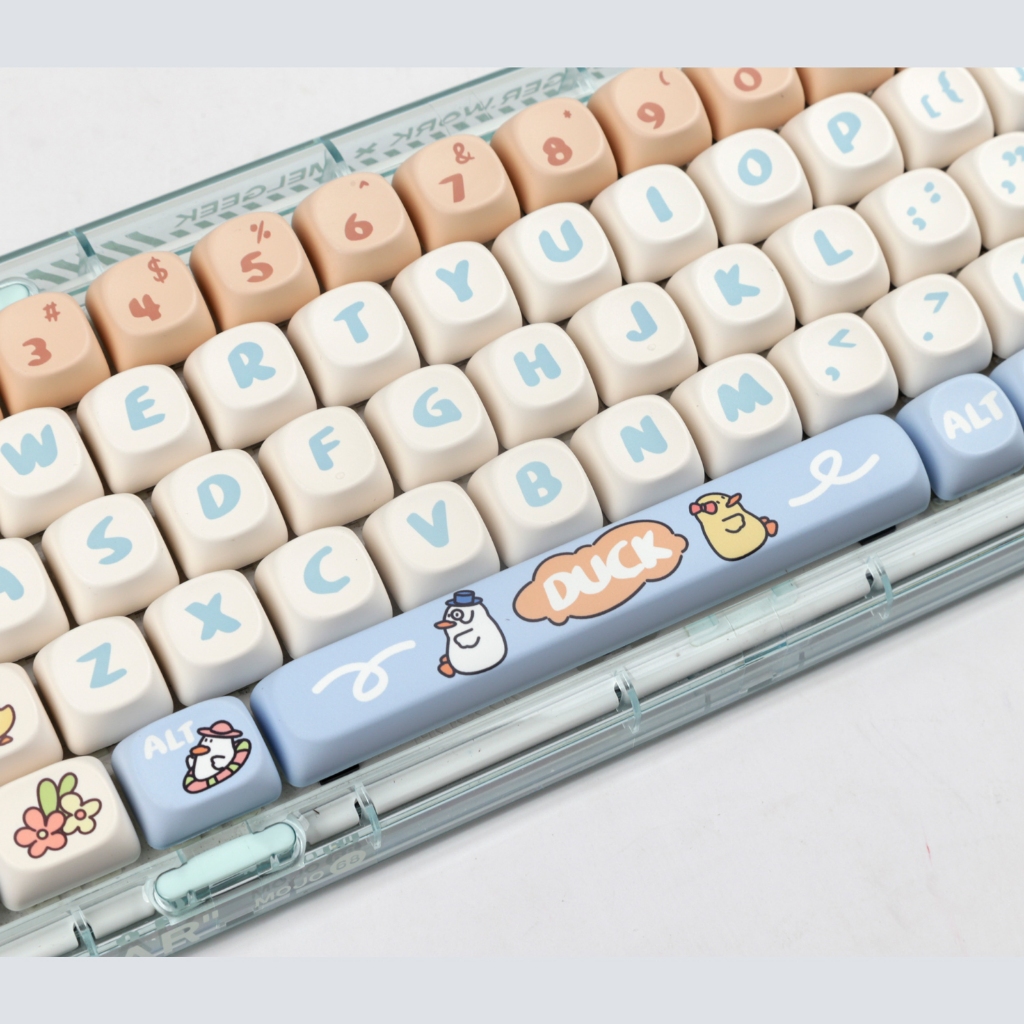 Keycap 138 phím MOA PBT màu nhuộm họa tiết vịt lười dễ thương