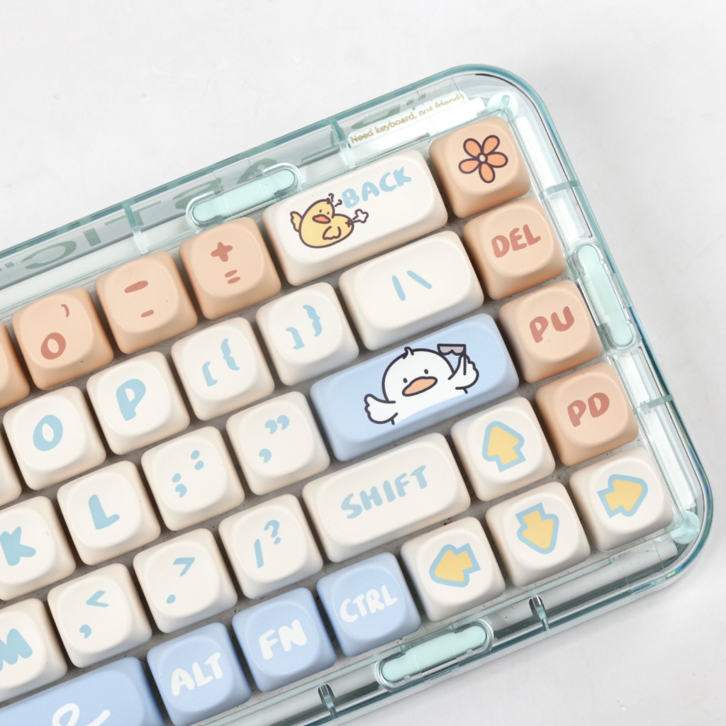 Keycap 138 phím MOA PBT màu nhuộm họa tiết vịt lười dễ thương