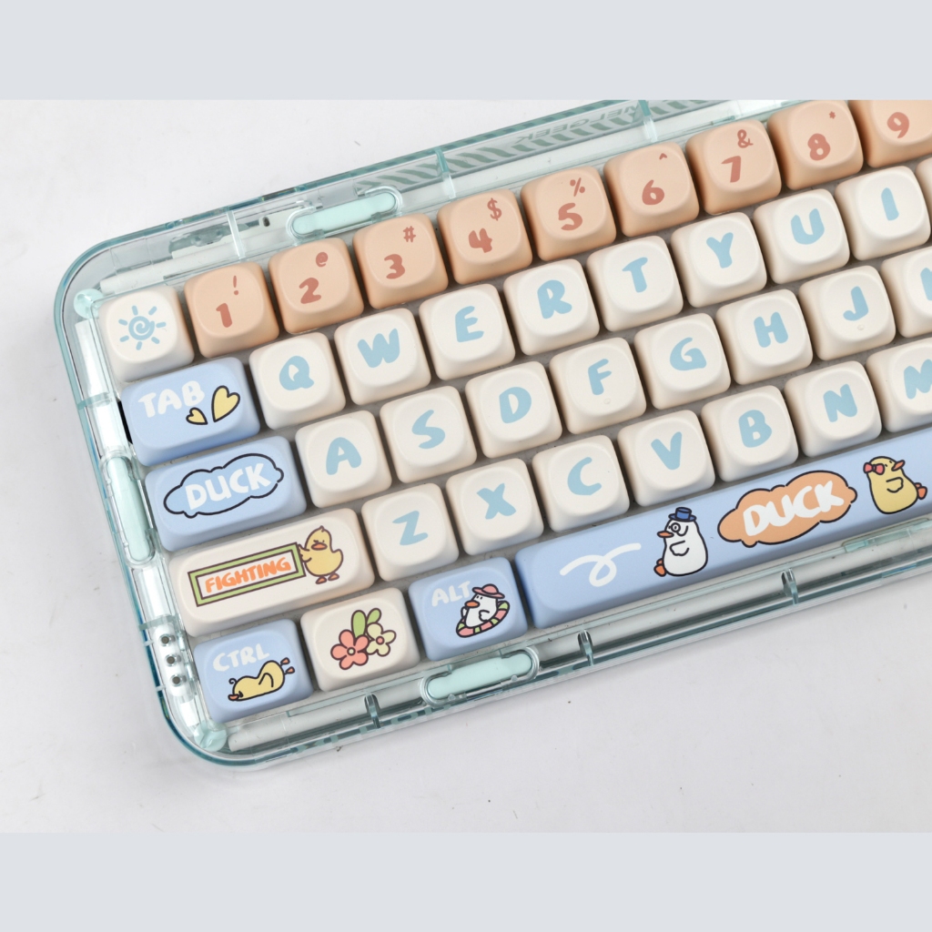 Keycap 138 phím MOA PBT màu nhuộm họa tiết vịt lười dễ thương