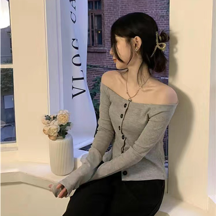 Áo thun trễ vai, áo trễ vai dài tay Dingding dáng Slim Fit mẫu hottrend 2023