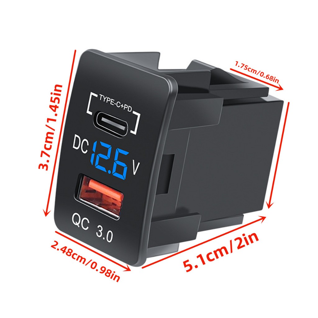 Tẩu Sạc Nhanh QC3.0 USB PD Type-C 25x37mm Cho Xe Hơi Honda Civic City HR-V Fit CR-V Odyssey
