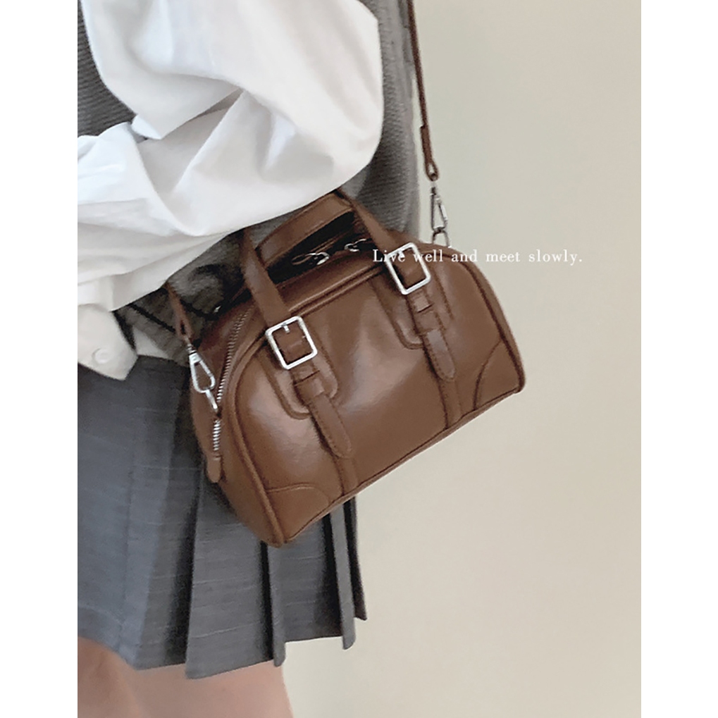 Túi Đeo Chéo Màu Đen Đơn Giản Phong Cách retro Hàn Quốc Cho forever lengrui