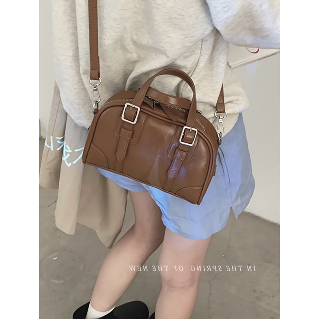 Túi Đeo Chéo Màu Đen Đơn Giản Phong Cách retro Hàn Quốc Cho forever lengrui