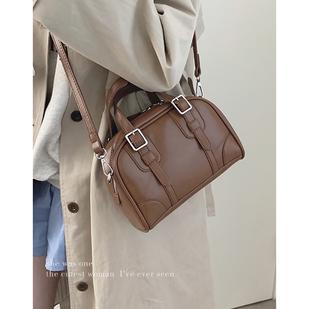 Túi Đeo Chéo Màu Đen Đơn Giản Phong Cách retro Hàn Quốc Cho forever lengrui