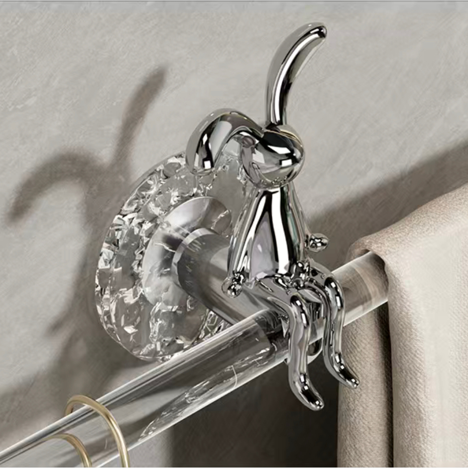 Giá Treo Khăn Tắm acrylic Gắn tường Sang Trọng Tặng Thỏ Trang Trí