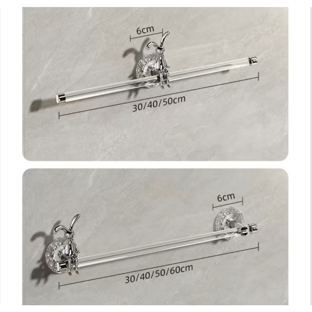 Giá Treo Khăn Tắm acrylic Gắn tường Sang Trọng Tặng Thỏ Trang Trí