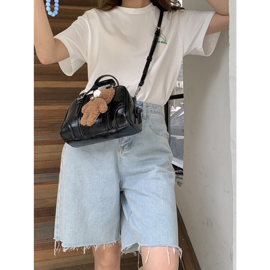 Túi Xách Đeo Chéo Màu Đen Phong Cách retro Hàn Quốc Cho Nữ