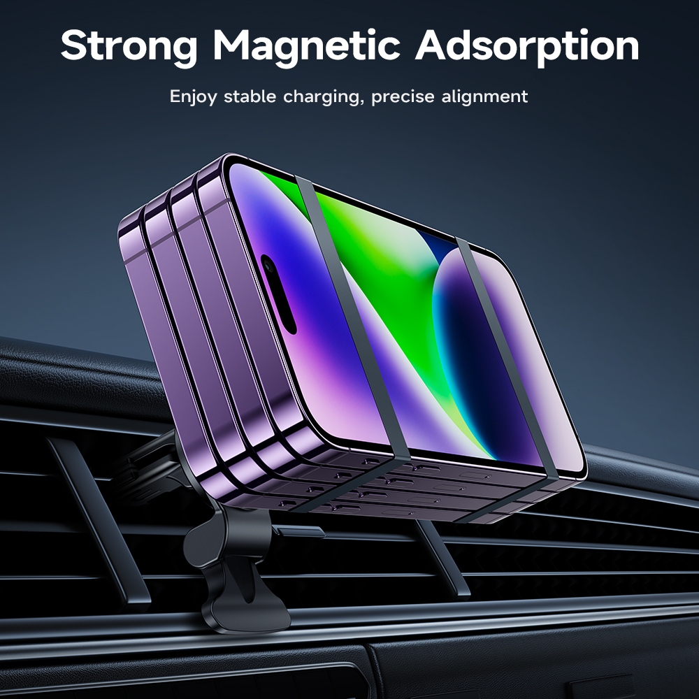 Giá đỡ điện thoại kiêm sạc nhanh HOCO.không dây 15W gắn lỗ thông gió xe ô tô