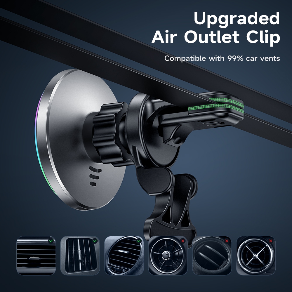 Giá đỡ điện thoại kiêm sạc nhanh HOCO.không dây 15W gắn lỗ thông gió xe ô tô