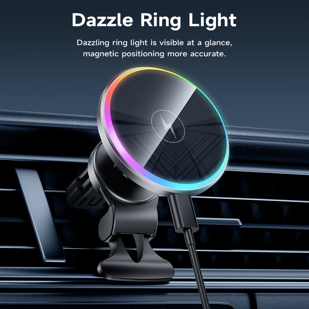 Giá đỡ điện thoại kiêm sạc nhanh HOCO.không dây 15W gắn lỗ thông gió xe ô tô