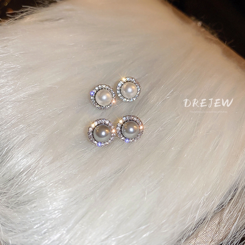 Drejew Bông Tai Mạ Bạc 925 Đính Ngọc Trai Tròn zircon Phong Cách Pháp Thời Trang Cao Cấp Không Gây Dị Ứng