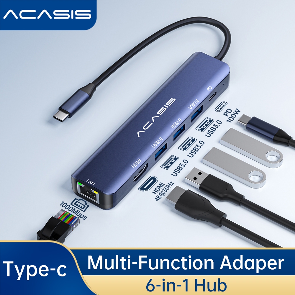 Bộ chuyển đổi đa cổng ACASIS 6 trong 1 Type-c Bộ chuyển đổi đa cổng 4K60Hz Notebook USB Expander Spl