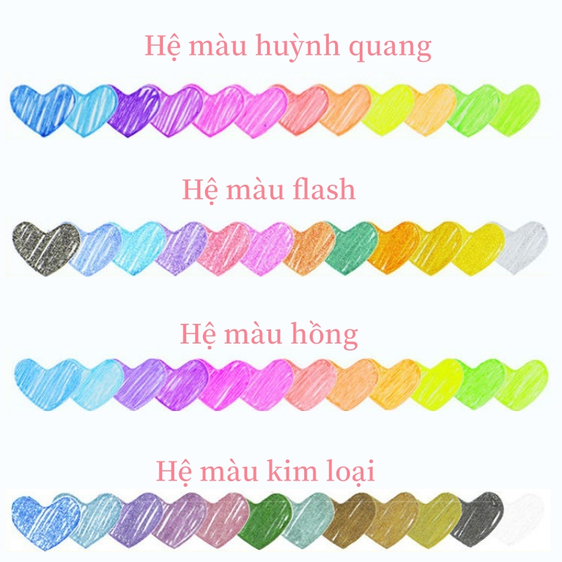 Set 12/100 Ruột Bút gel Kim Tuyến Nhiều Màu Sắc