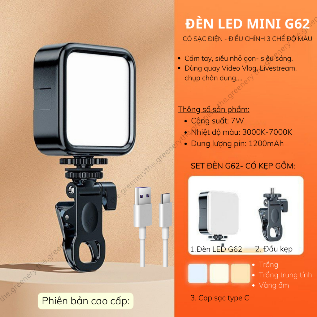 Đèn Led Mini Siêu Sáng Cầm Tay 6500K hỗ trợ Ánh Sáng cho Quay Video, Chụp Ảnh, Livestream, Quay Vlog
