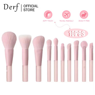 Bộ 10 / 7 Cọ Trang Điểm Derf Mini Lông Siêu Mềm Chất Lượng Cao