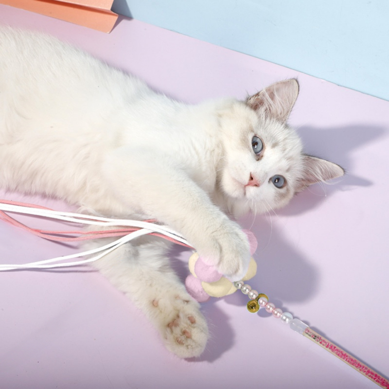 DORRIKEY Gậy Dính Mèo Bằng Gỗ Gắn Chuông Dễ Thương hhmps0014