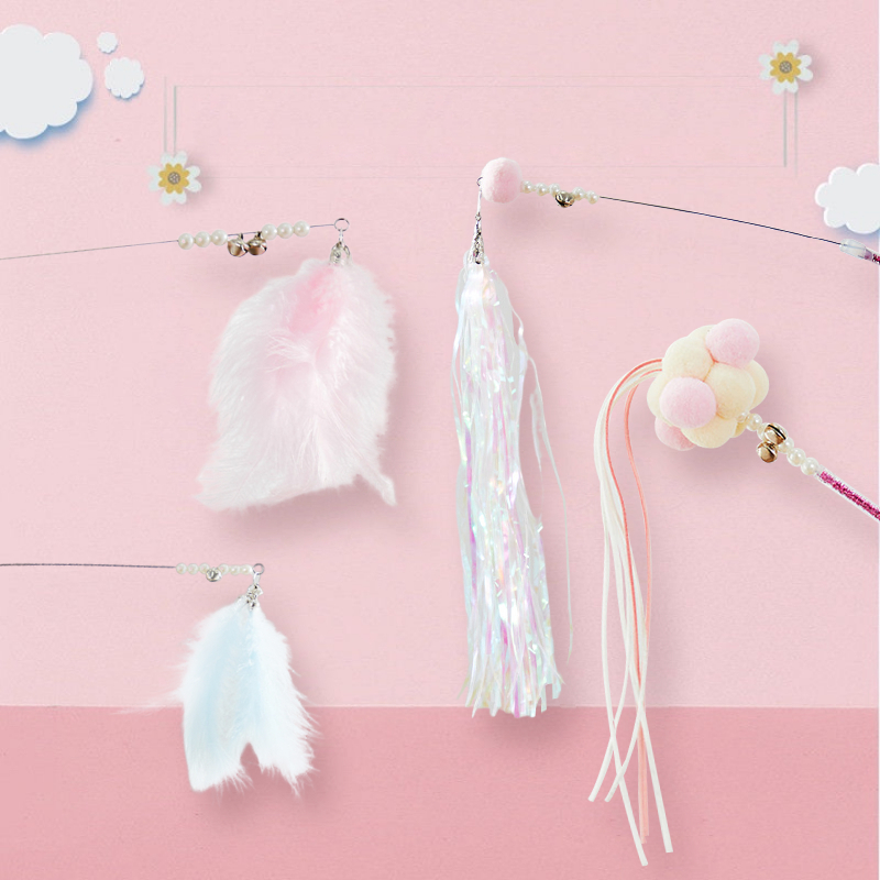 DORRIKEY Gậy Dính Mèo Bằng Gỗ Gắn Chuông Dễ Thương hhmps0014