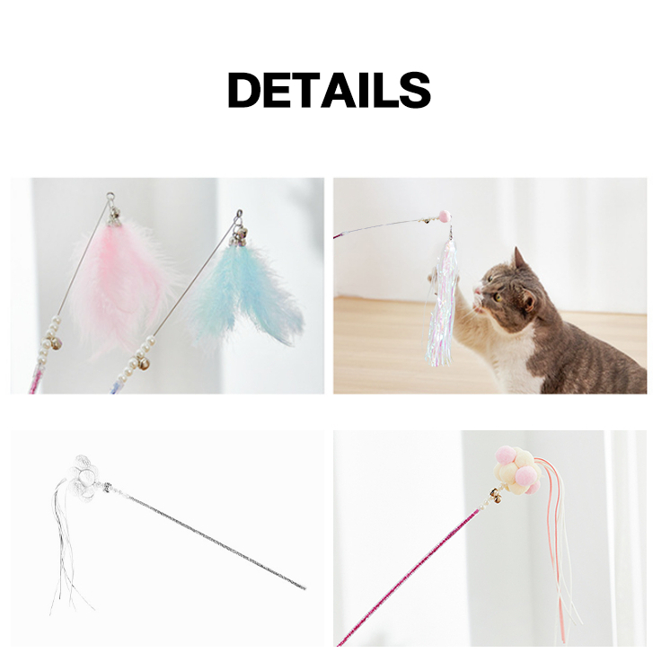 DORRIKEY Gậy Dính Mèo Bằng Gỗ Gắn Chuông Dễ Thương hhmps0014