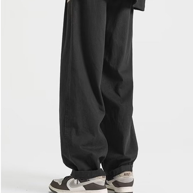 Quần Dài Ống Suông Rộng Màu Trơn Đơn Giản Thời Trang Cho Nam