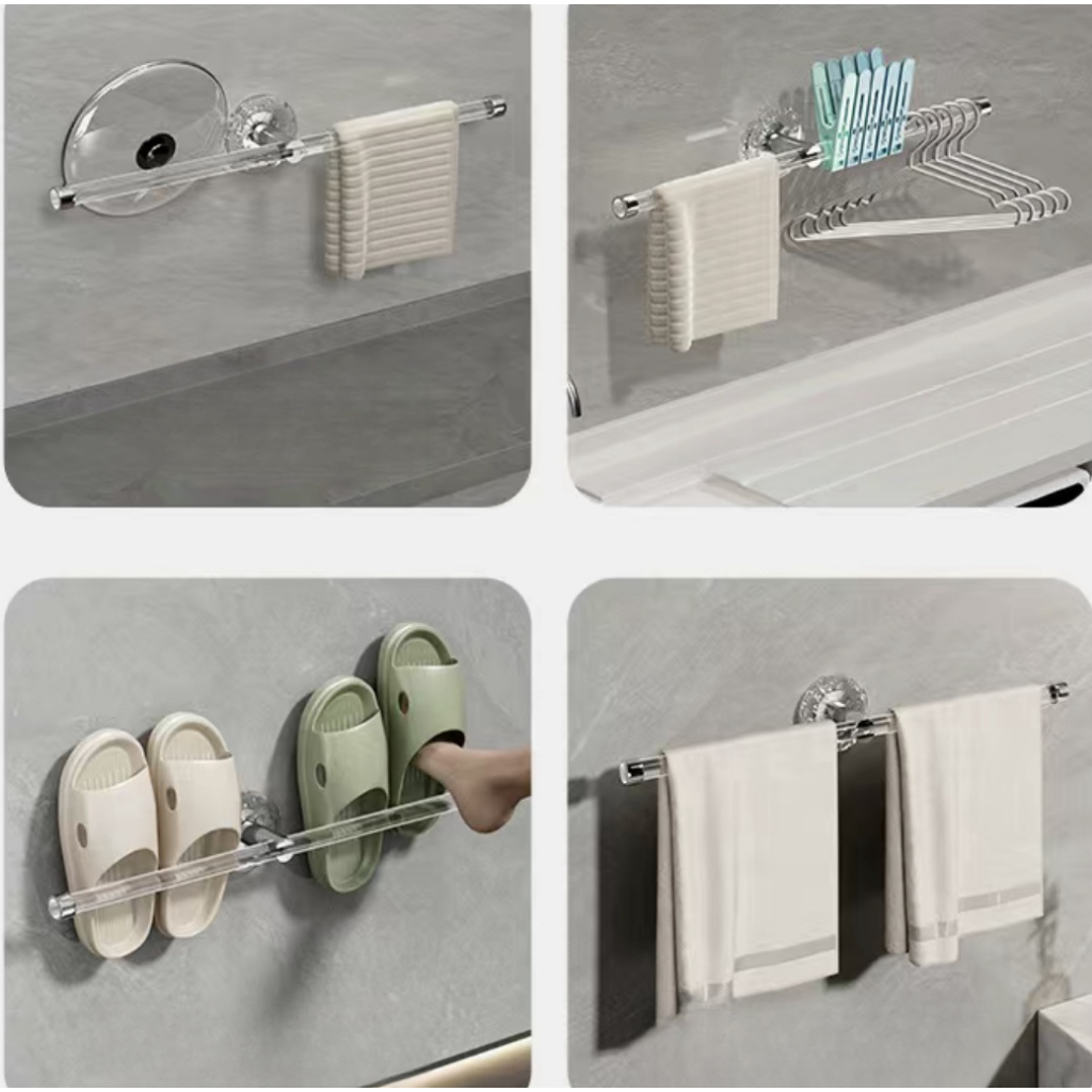 Giá Treo Khăn Tắm acrylic Gắn tường Sang Trọng Tặng Thỏ Trang Trí
