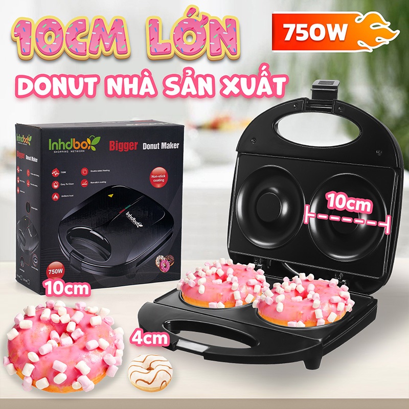 Inhdbox Máy Làm Bánh donut 10Cm wafers breakfast toaster sandwich toaster thiết kế đặc biệt cho bữa sáng máy nướng bánh mì cho trẻ em, kẹo, món tráng miệng và các sản phẩm khác, anti-slip surfaces
