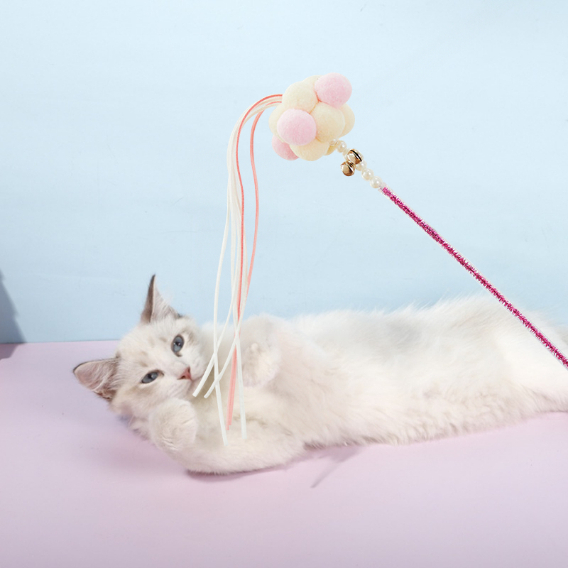 DORRIKEY Gậy Dính Mèo Bằng Gỗ Gắn Chuông Dễ Thương hhmps0014