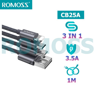 Cáp sạc nhanh romoss cb25a micro usb bền 3 trong 1 nhiều cổng 2.1a sang type-c