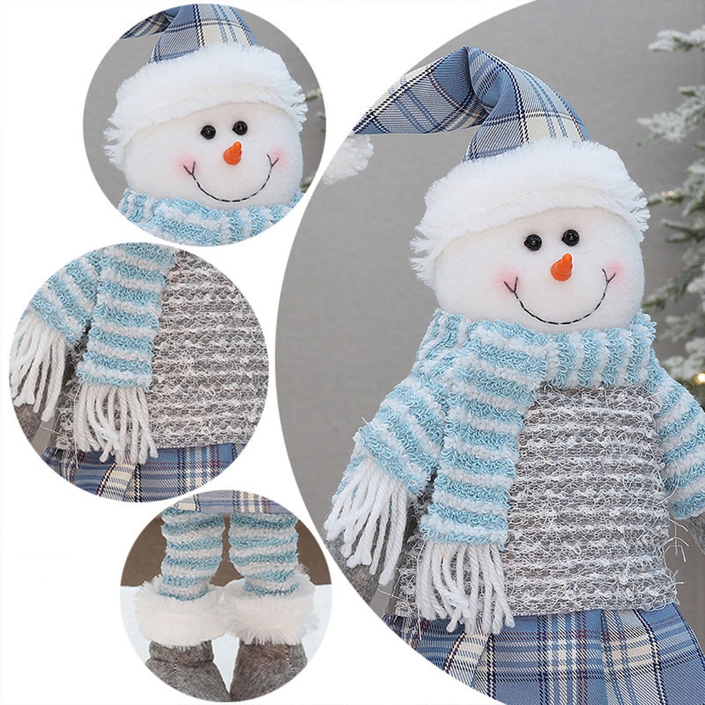 Búp Bê Vải Giáng Sinh Có Thể Thu Vào Màu Xanh Dương Hình Ông Già Noel / Người Tuyết / Nai Sừng Tấm Trang Trí