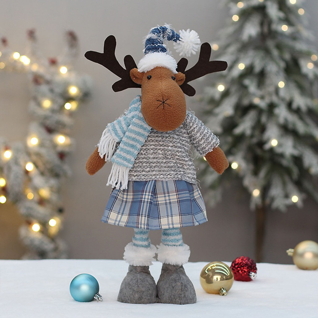 Búp Bê Vải Giáng Sinh Có Thể Thu Vào Màu Xanh Dương Hình Ông Già Noel / Người Tuyết / Nai Sừng Tấm Trang Trí