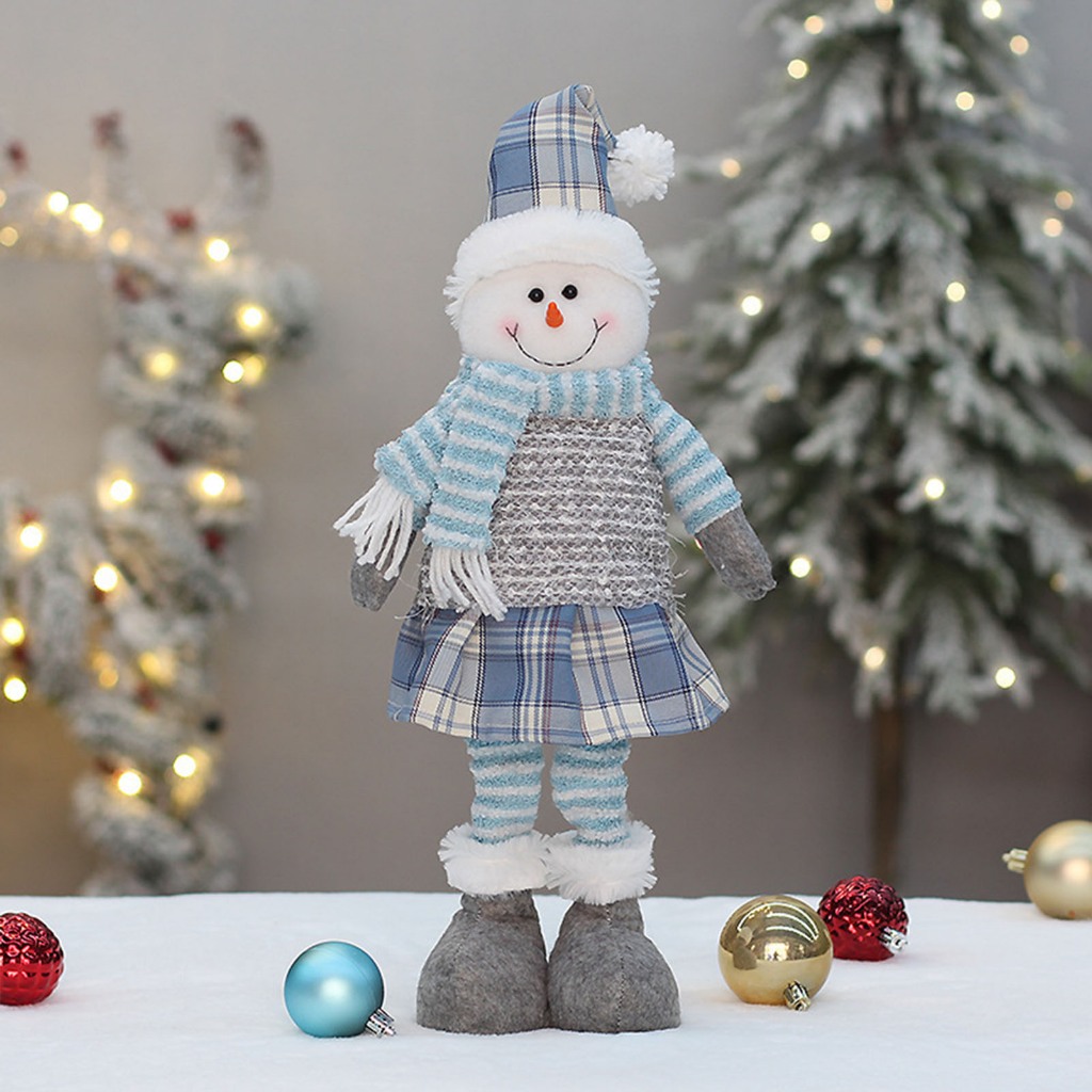 Búp Bê Vải Giáng Sinh Có Thể Thu Vào Màu Xanh Dương Hình Ông Già Noel / Người Tuyết / Nai Sừng Tấm Trang Trí
