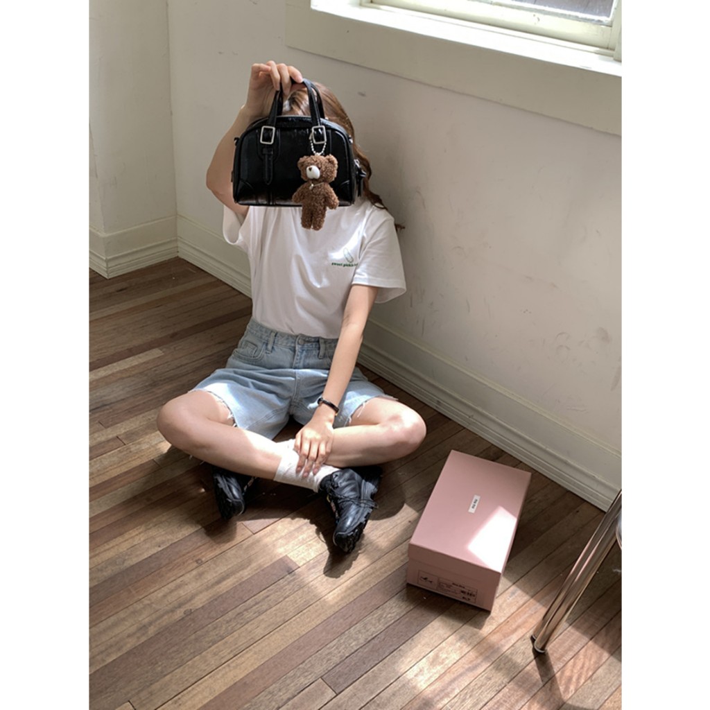 Túi Xách Đeo Chéo Màu Đen Phong Cách retro Hàn Quốc Cho Nữ