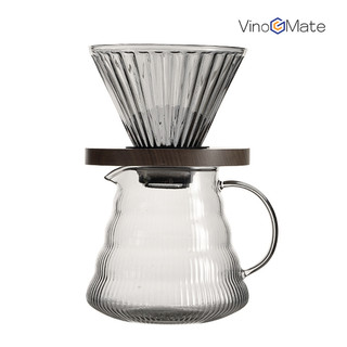 Bình đựng cà phê thủy tinh Giá Đỡ Phễu Bằng Gỗ Tròn Bình Pha Cà Phê Bằng Giấy Lọc Dung Tích/Coffee filter cup sharing pot set/咖啡滤杯+分享壶套装