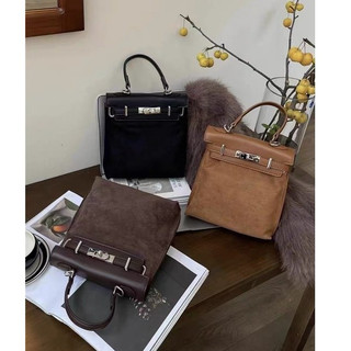 Yadou retro maillard da lộn kelly ba lô mới mùa thu đông ba lô màu nâu caramel