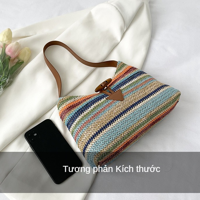 Túi Xách Đan Rơm Nhiều Màu Mới Cho Nữ