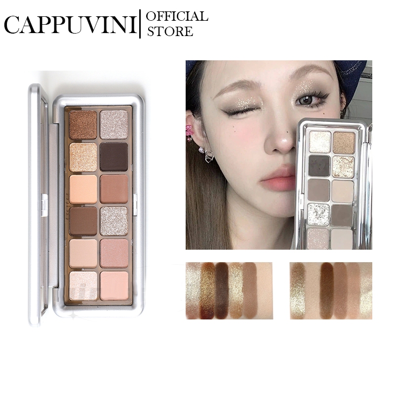 Bảng Phấn Mắt Trang Điểm 12 Màu Chống Nước Chống Mồ Hôi Hiệu Cappuvini®ROTO