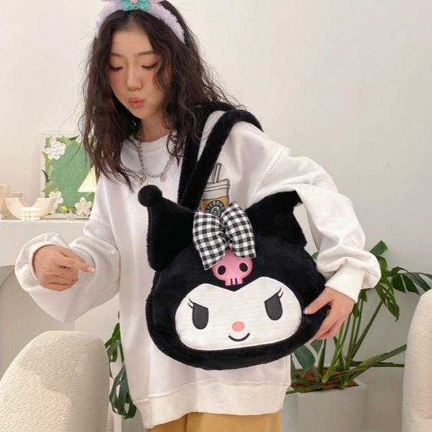 Hoạt Hình Túi Đeo Vai Hình kuromi Nhồi Bông Cỡ Lớn Dễ Thương Cho Bé Gái